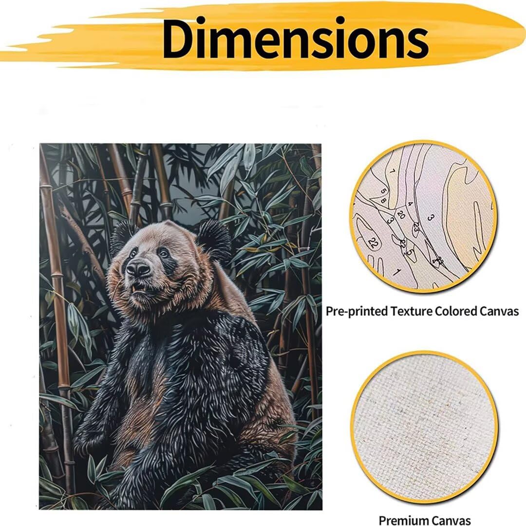 Malowanie po numerach, dla dorosłych, panda do malowania po numerach, zestawy zwierząt do malowania po numerach, z ramą, 70 x 95 cm, duże płótno z pigmentem akrylowym i pędzlami, do dekoracji ściany