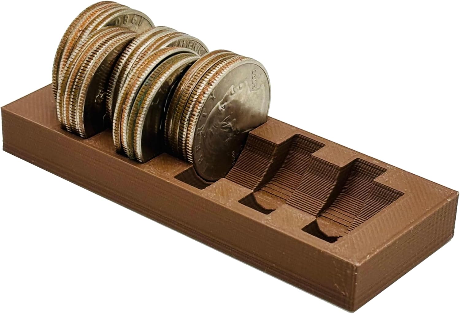 Quarter Holder Tray for Board Games, Horse Race Game, Coin Collections, Multiple Colors, 4-Pack (Brown)