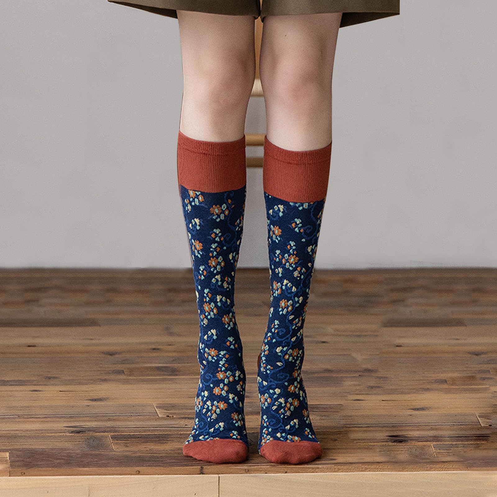Benefeet Sox Calcetines hasta la rodilla para niñas, bonitos calcetines florales hasta la rodilla, coloridos y coloridos con estampado de flores kawaii, calcetines de algodón para regalo