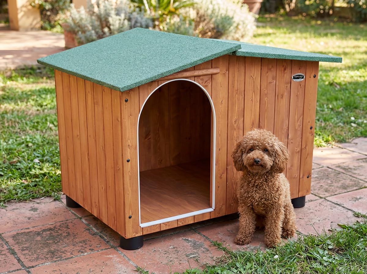 Cuccie per cani e gatti in robusto legno massello anti morso in Alluminio TETTO APRIBILE (Cuccia Barboncino Tetto Apribile)