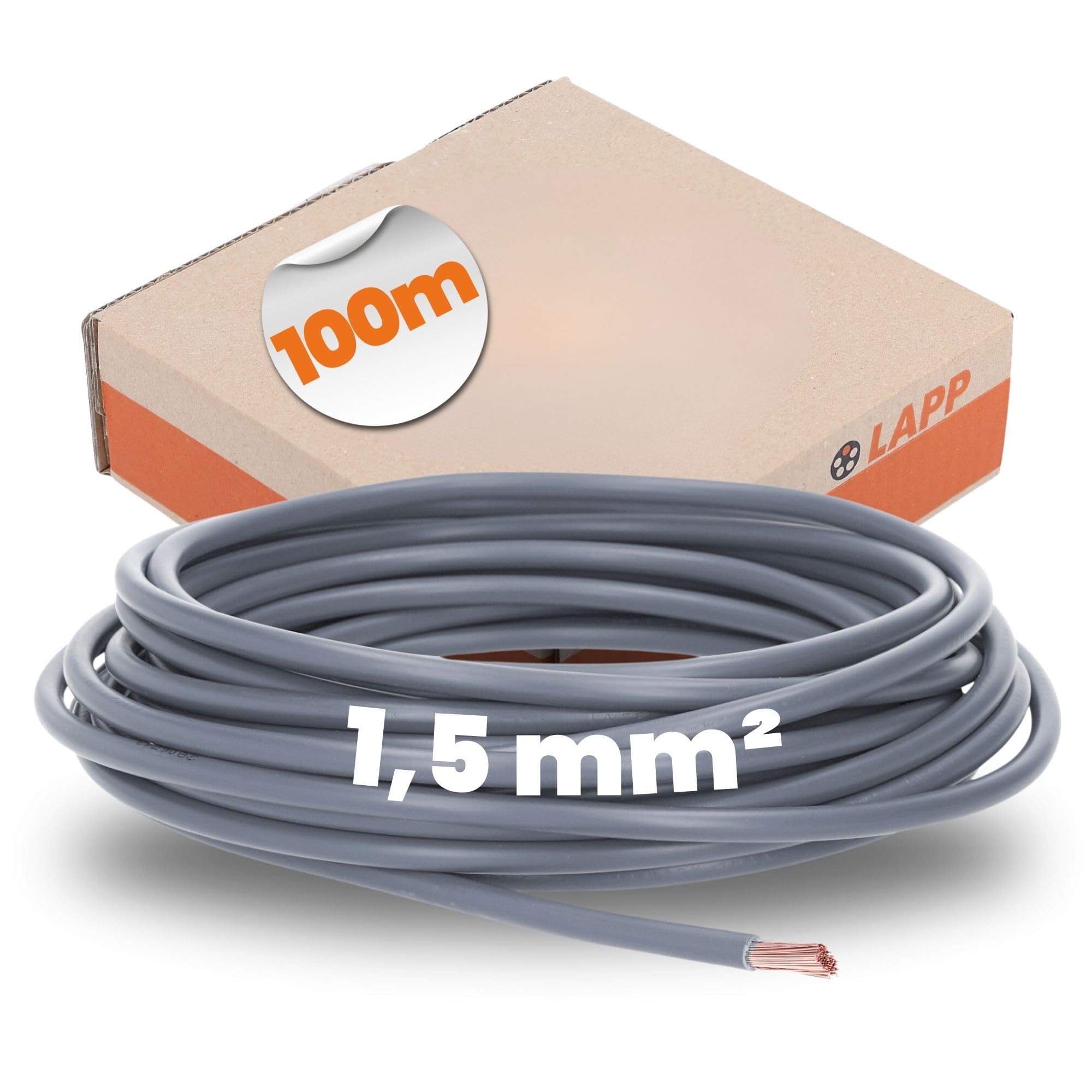 Lapp 100m H07V-K 1,5 mm² Grau - Verdrahtungsleitung Aderleitung Flexibel