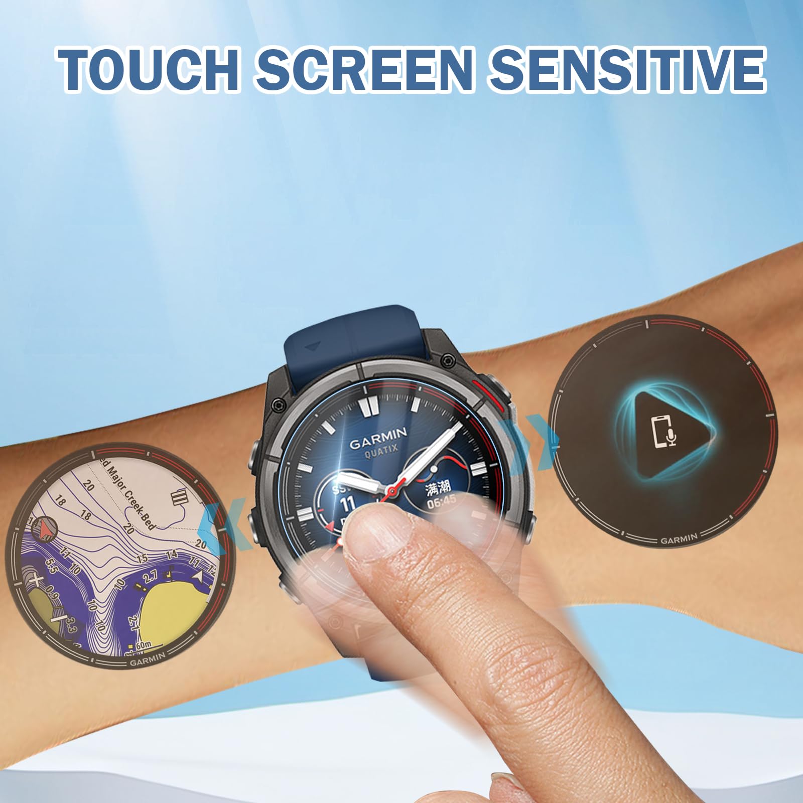 Blueshaweu Vetro Temperato 9H Per Garmin Quatix 8 51mm – 3 Pezzi, Anti-Graffio E Alta Sensibilità Al Tocco