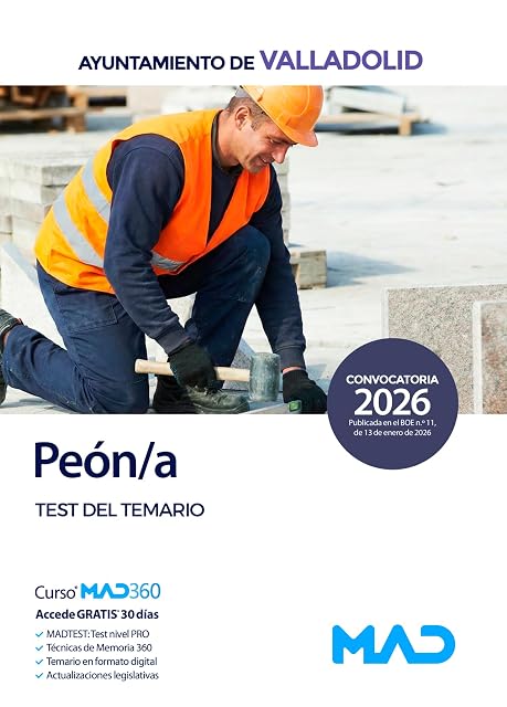 Portada de Peón/a del Ayuntamiento de Valladolid. Test del temario