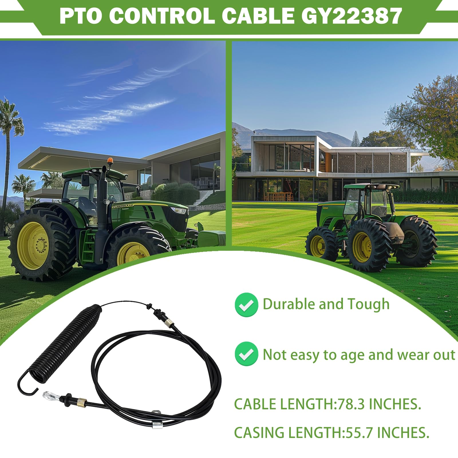 PTO Steuerkabel GY21641 / GY21287 – Ersatzteil Für John Deere Rasenmäher D100, D105, D110, D120, D125, D130, X125, X145, 107S