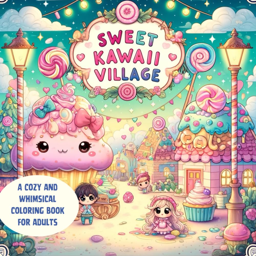 sweet kawaii village: A Cozy and Whimsical Coloring Book for Adults