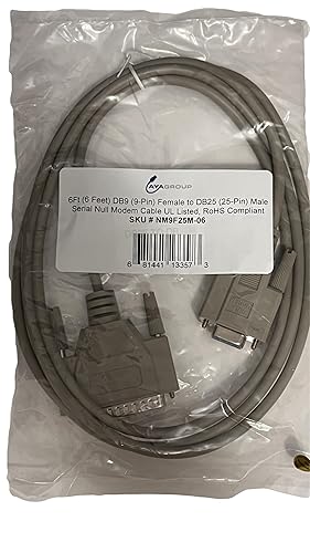 AYA DB9 (9 pines) hembra a DB25 (25 pines) macho cable de módem nulo serie (6 pies)
