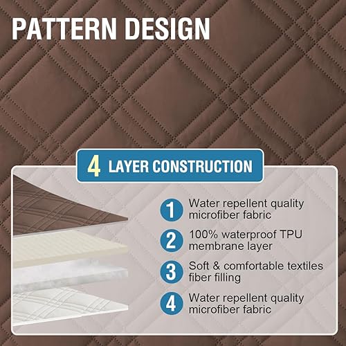 Miniatura 3 de H.VERSAILTEX Funda 100% impermeable para sofá de 3 cojines, moderna funda de sofá con correas elásticas, protector de muebles grueso y suave (sofá,