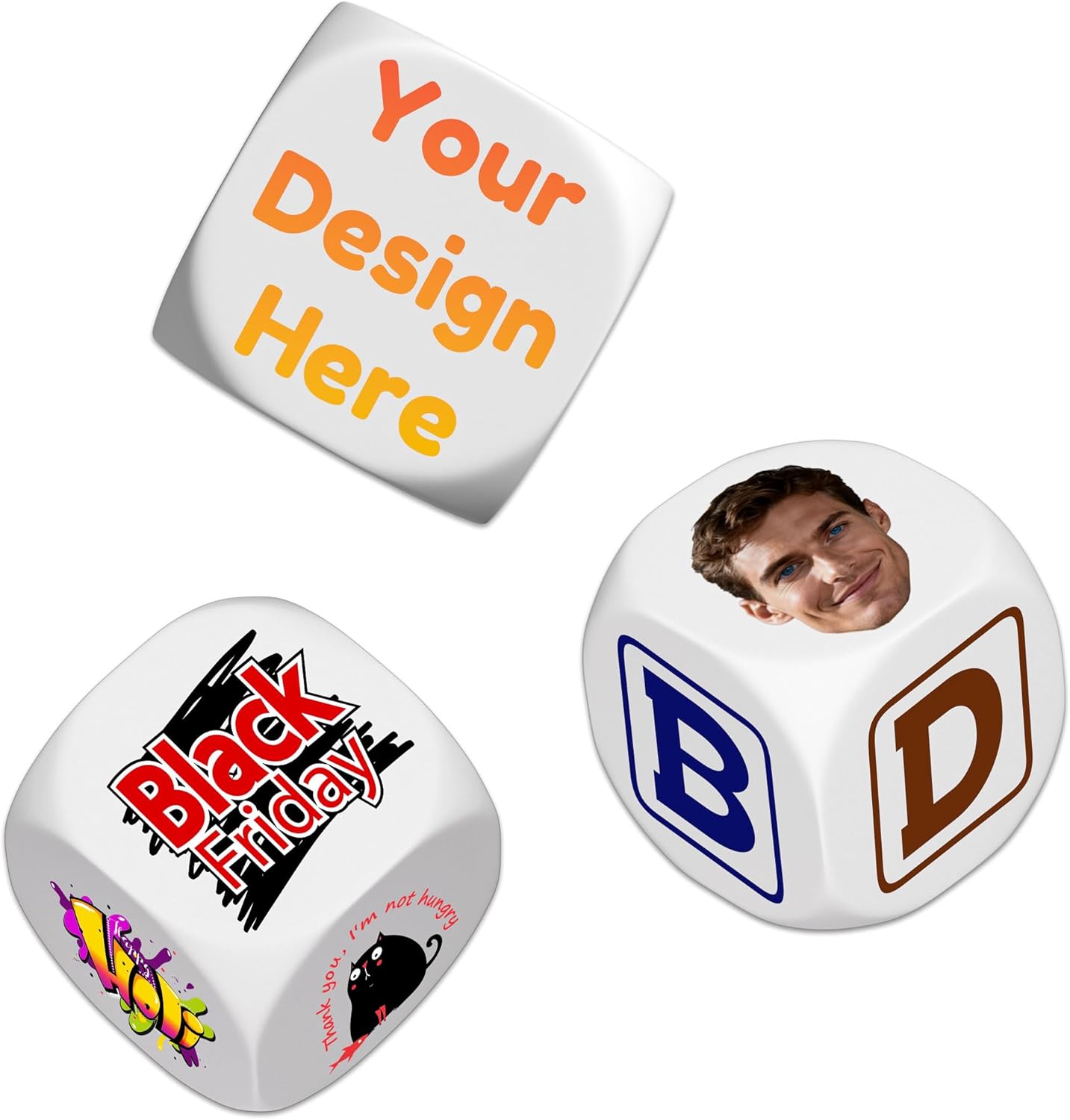 5-100Pcs Custom Dice with Logo, 30mm Personalized Blank Decision Dice with Text or Photo, Funny Gift for Women Men | Anniversary, Birthday, Wedding, Christmas, Party