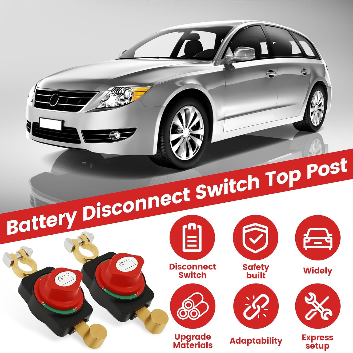 2 PCS Battery Disconnect Switch 12V-48V 275A, Waterproof Master Battery Cut Off Isolator Switch for Marine, Boat, RV, ATV, Car, Truck