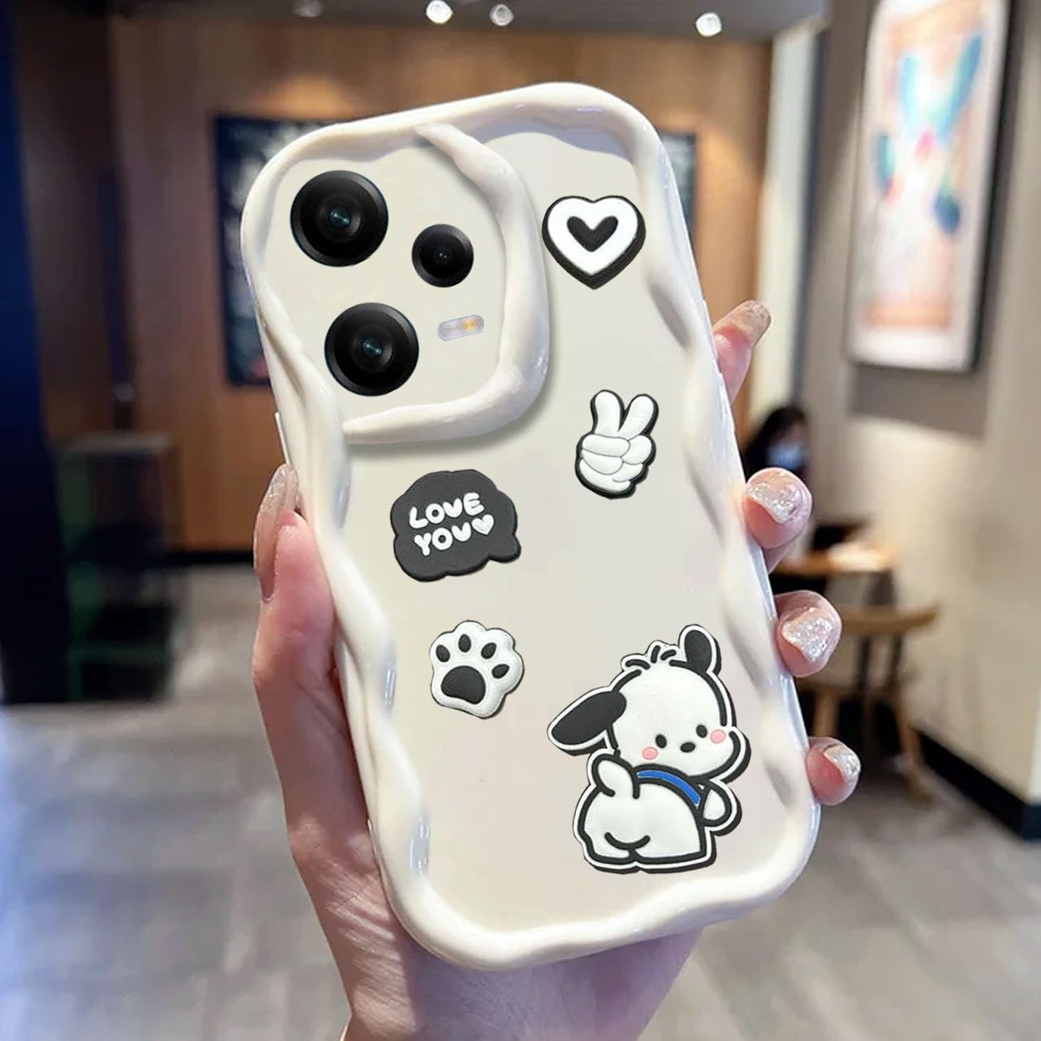 KC Back Cover for Mi Redmi Note 12 Pro 5G, 3D Cute New Curly Wave Frame Cartoon Characters and Puppy Shockproof Soft Bumper Silicone Case with Camera Protection (White) (B0CVQJ93CT) Amazon Price History, Amazon Price Tracker