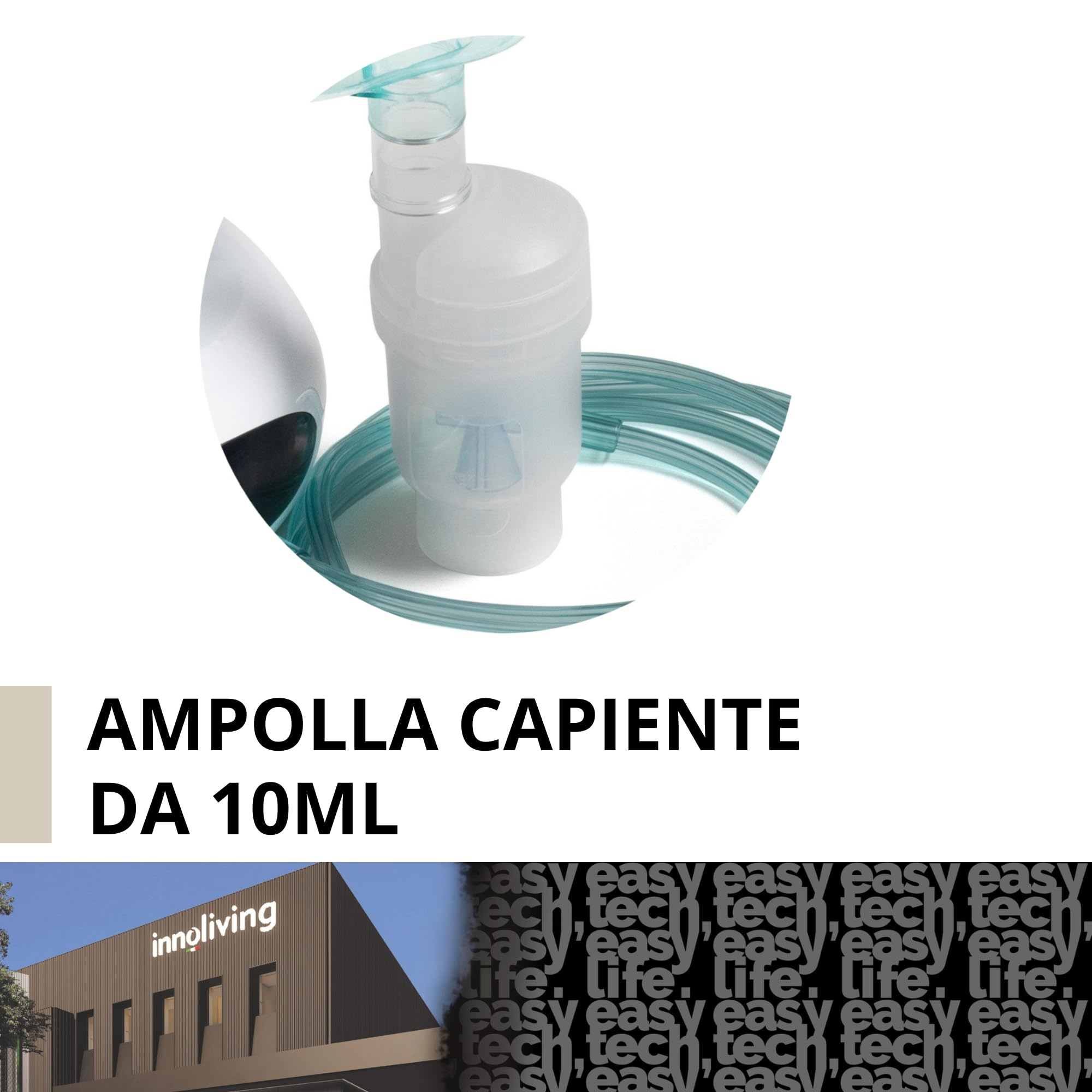 Innoliving Medifit Aerosol a Pistone INMD-NB-218C, Nebulizzatore Silenzioso e Potente, Completo di Mascherina e Ampolla, Areosol per Bambini e Adulti, Facile da Usare e Pulire