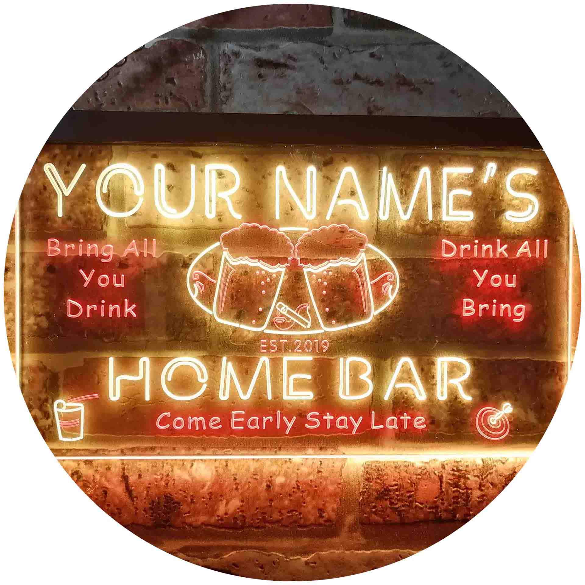 ADVPRO Personalized Your Name Est Year Theme Home Bar Beer Dual Color LED Barlicht Neonlicht Lichtwerbung Neon Sign Rot & Gelb 600 x 400mm st6s64-p2-tm-ry
