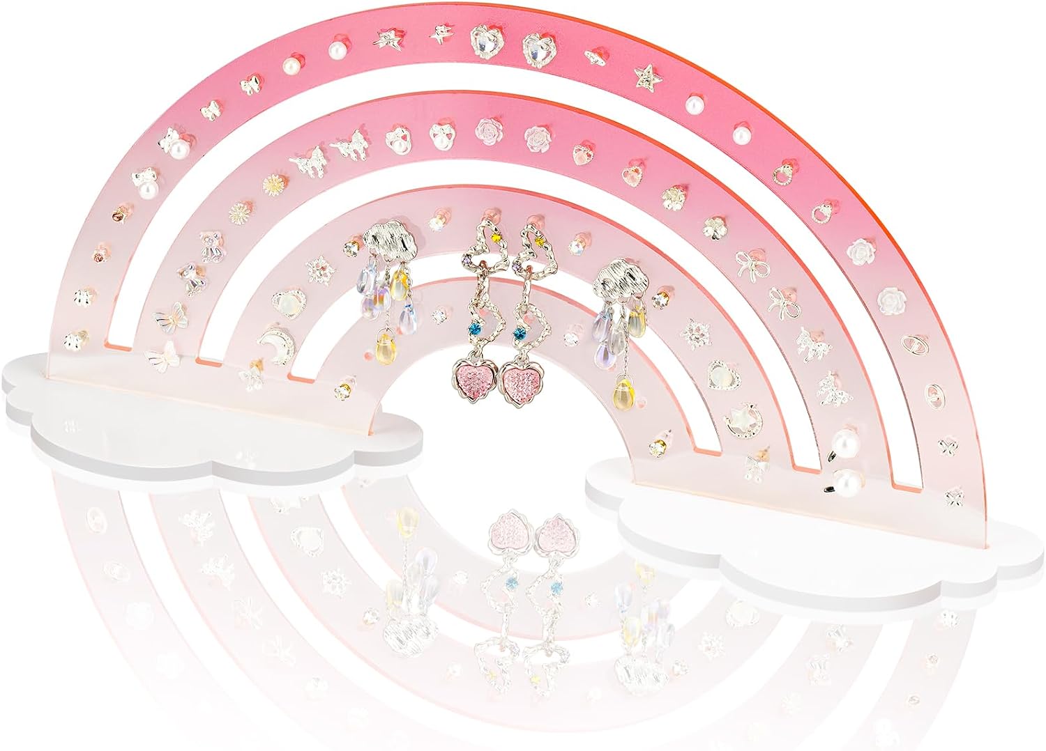 NiHome Earring Organizer Holder, 74 Holes Display, Pink Gradient