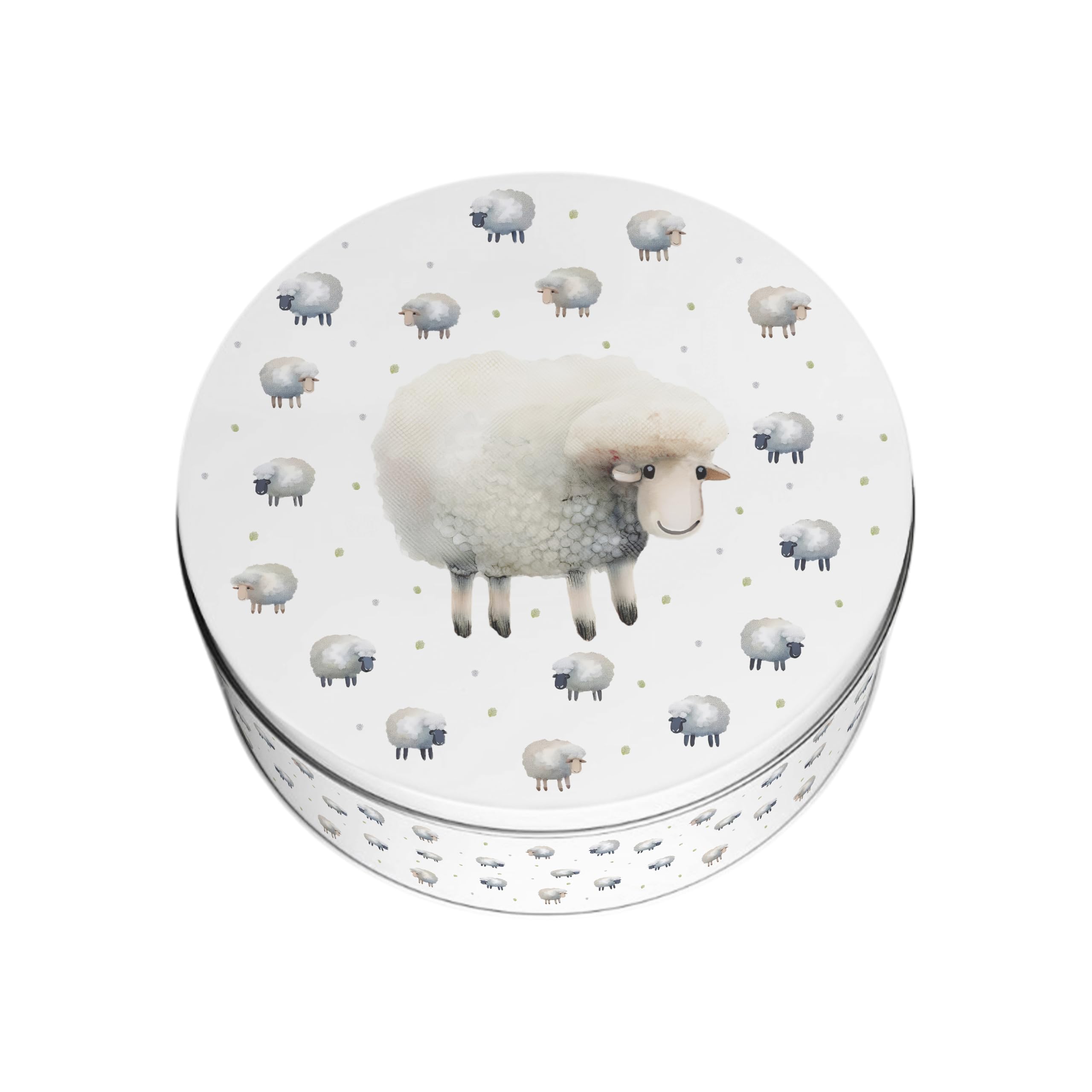 Purely Home Spring Sheep Small Cake Tin - Homeware Gifts Round Metal Storage Container for Baking 18 x 7cm