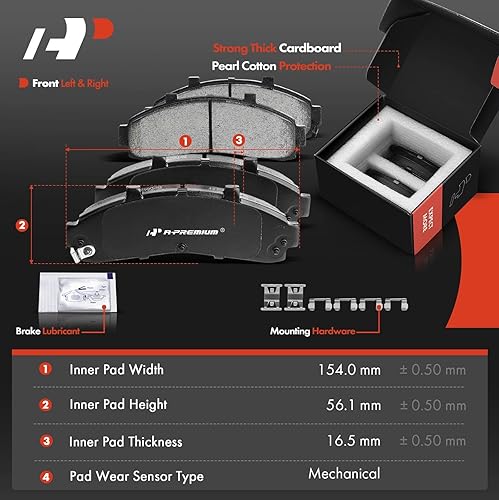 Miniatura 3 de A-Premium Kit de rotores de freno de disco ventilados delanteros de 10.28 pulgadas (10.276 in) + pastillas de cerámica compatibles con modelos