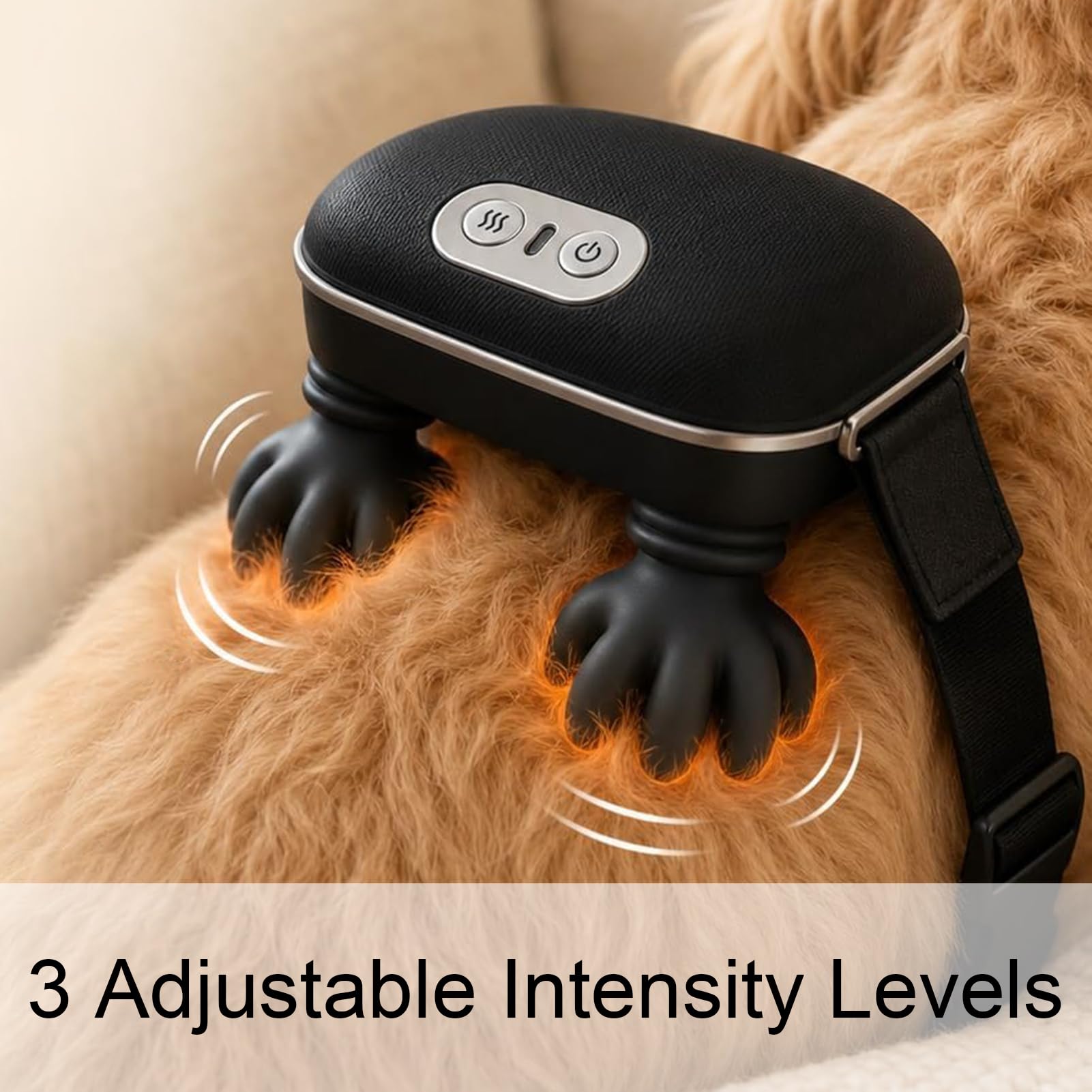 Dog Massager with Hands, Calming Pet Massager, Elektrisches Handmassagegerät für Hunde und Katzen, Automatische Haustiere Kopfmassagegerät mit 3 Stufen für Entspannung, Tiefenmassage (Schwarz)