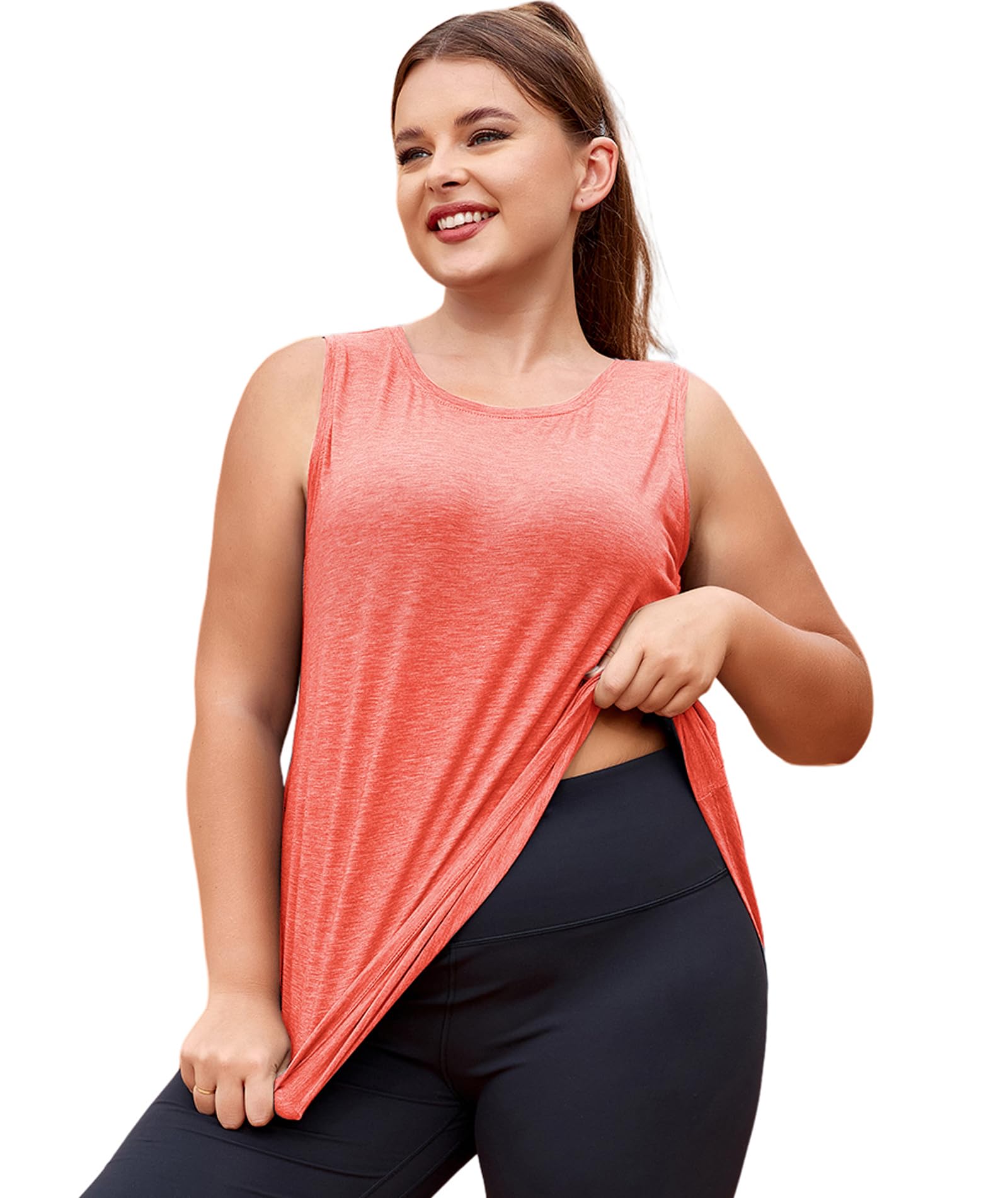 LALAGEN Plus Size Womens Workout Tank Tops Sleeveless Summer Loose Fit Flowy Yoga Athletic Running Shirts