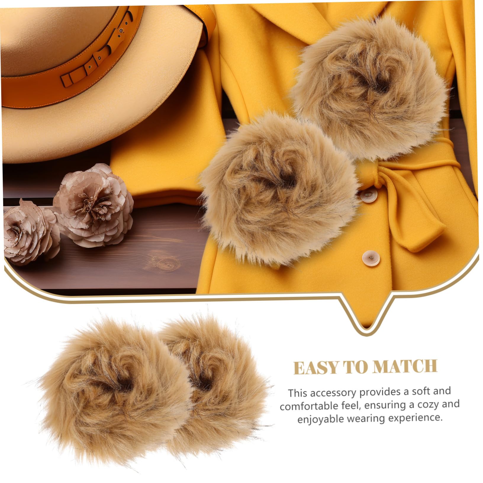 LIFKOME Furry Wrist Cuffs Women's Winter Warm Elegant Arm Cuffs for Overcoats Sweaters