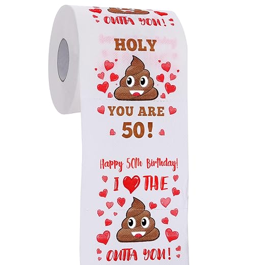 50th Birthday Gifts for Men and Women - Happy Prank Toilet Paper Decorations Him, Her Party Supplies Favors Ideas Funny Gag Gifts, Novelty Bday Present Friends, Family