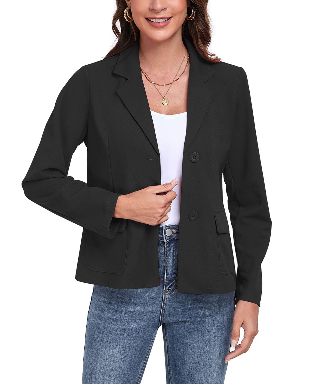MINTLIMIT Blazers for Women Casual Long Sleeve Notched Lapel Button Front Blazer Work Office Jackets with Pockets
