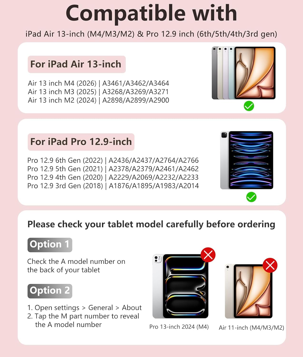 Harvopu for iPad Air 13 inch & Pro 12.9 Case with Keyboard - Multi-Touch Trackpad, 7 Colors Backlit, Detachable Folio Keyboard Cover for iPad Pro 12.9 (6th, 5th, 4th, 3rd gen), Air 13 M3/ M4/M2 (Pink)