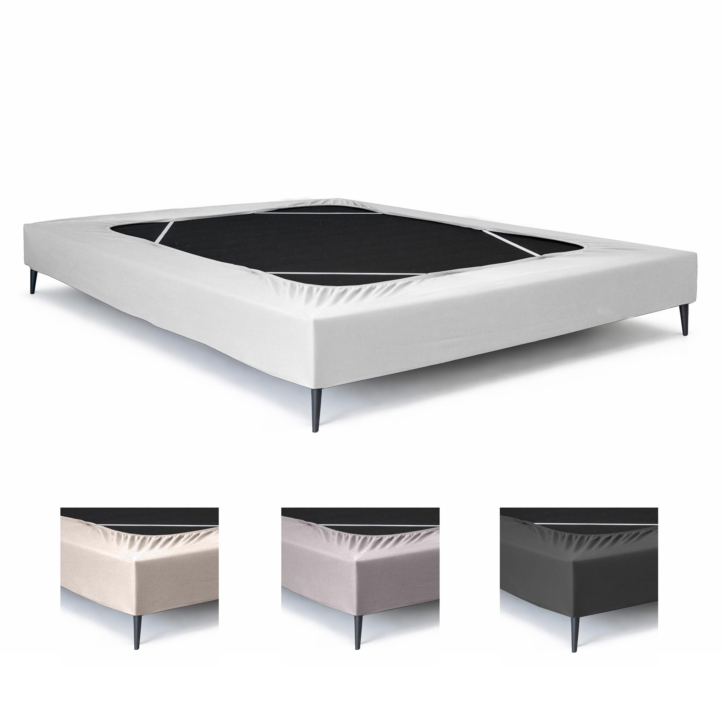 Textilhome Copri Sommier Elastico per Letto Singolo 90x200 cm - Vestiletto Moderno per Base Letto e Giroletto - Tessuto Stretch Resistente e Facile da Mettere. Bianco