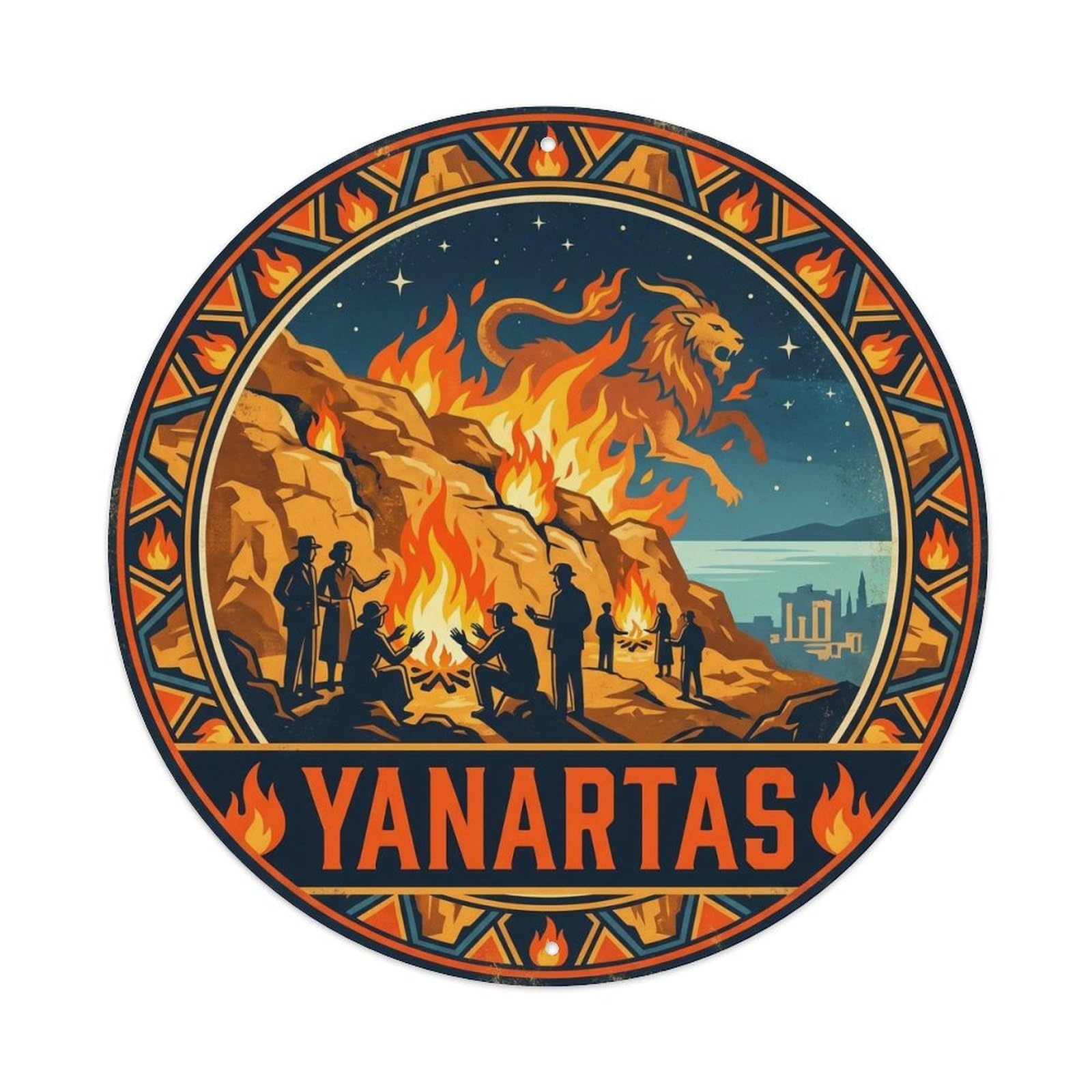 Olimpos Chimaera Fire Heritage Travel Turkey Graphic Metal Tin Sign