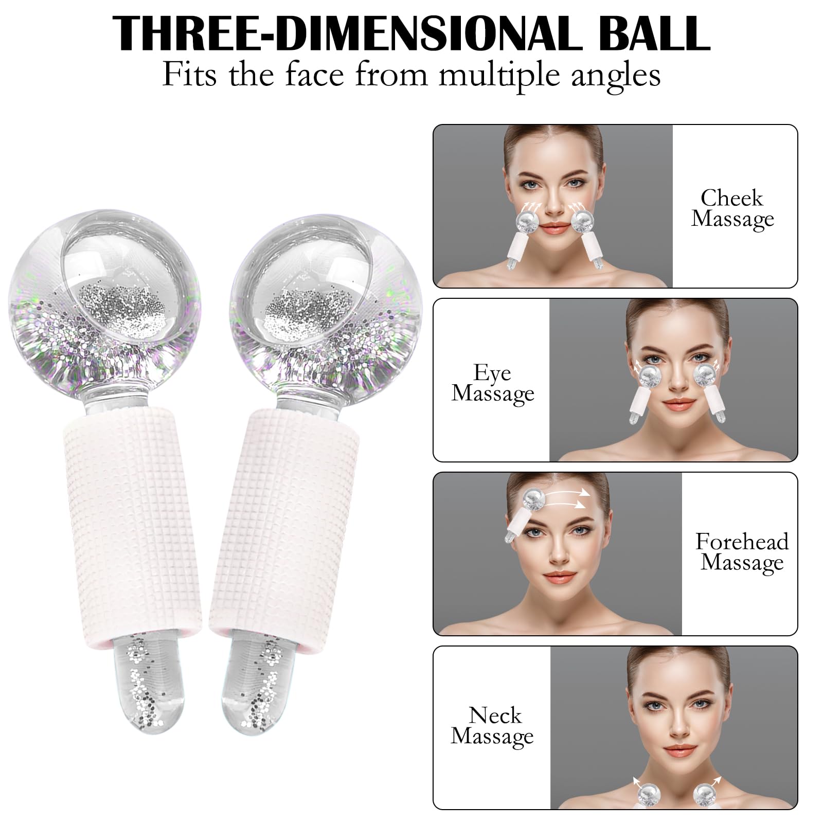 APOMOONS 2pcs Ice Globes for Facials ice Globes for face and Eyes ice Balls for face Facial Ice Globes Skin Care Tools for Brighten Tighten Skin Hot & Cold Use (White) - Image 3