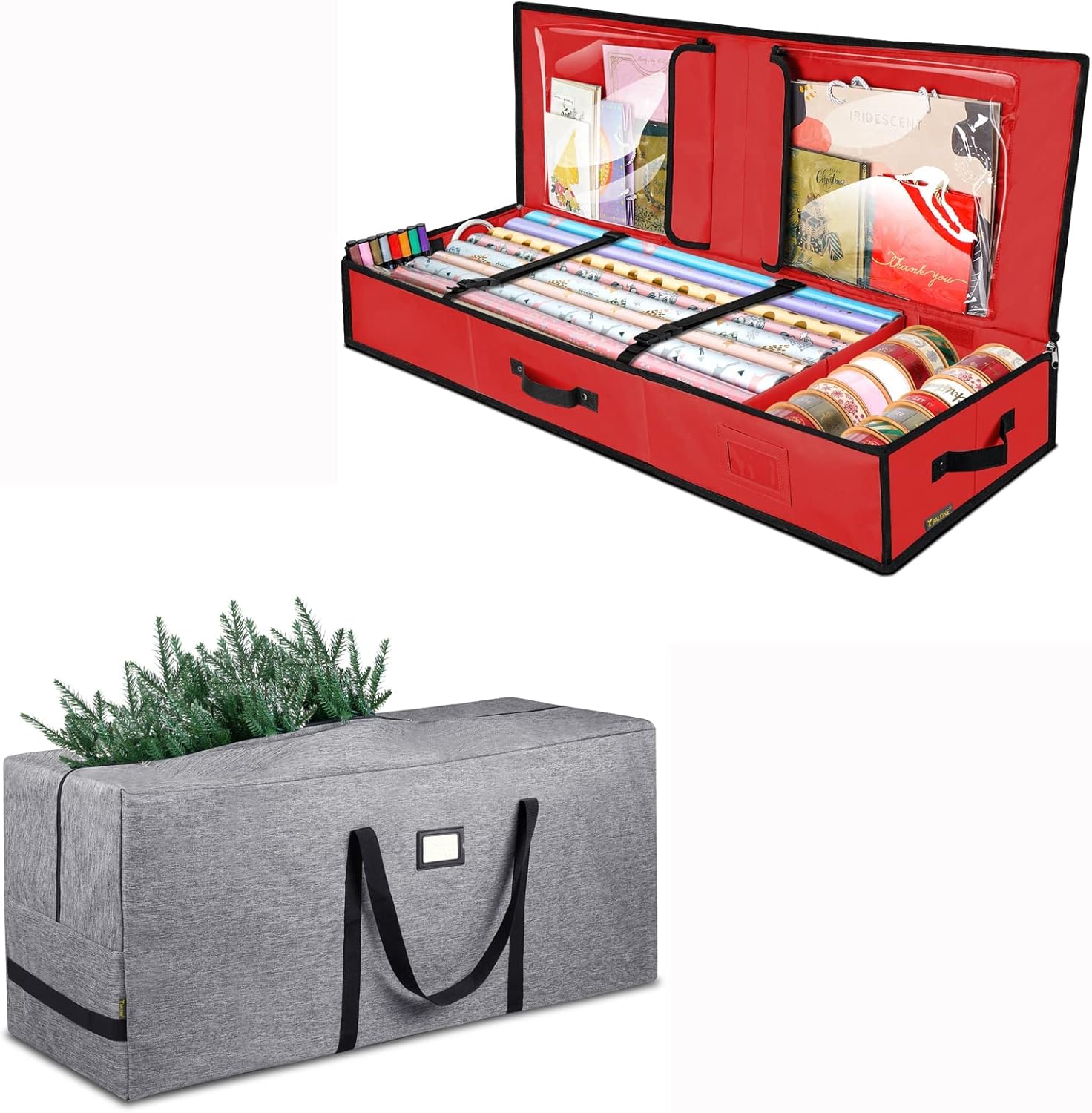 BALEINE 9 ft Christmas Tree Storage Bag + Wrapping Paper Storage Organizer