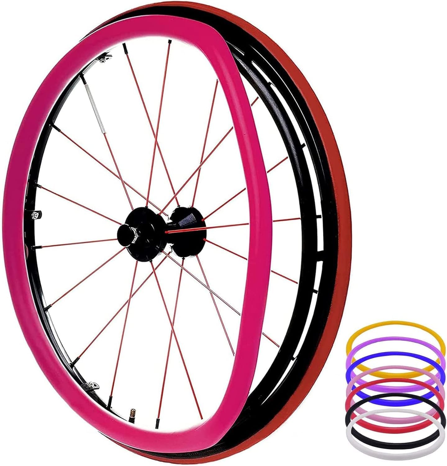 Housses De Jante Poussoir pour Fauteuil Roulant, Housse De Fauteuil Roulant Sport pour Roue Arrière De 24 Pouces, Housse De Poussée Manuelle en Silicone, Résistante À l'usure,B