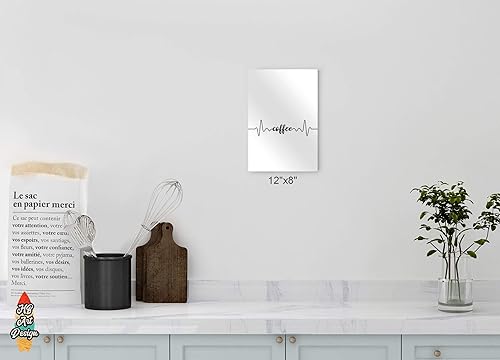 Miniatura 5 de HB Art Design Coffee Modern Black and White Hand Lettering Heartbeat Metal Print Wall Art Coffee Bar Decor Coffee Signs Kitchen Wall Decor Dining