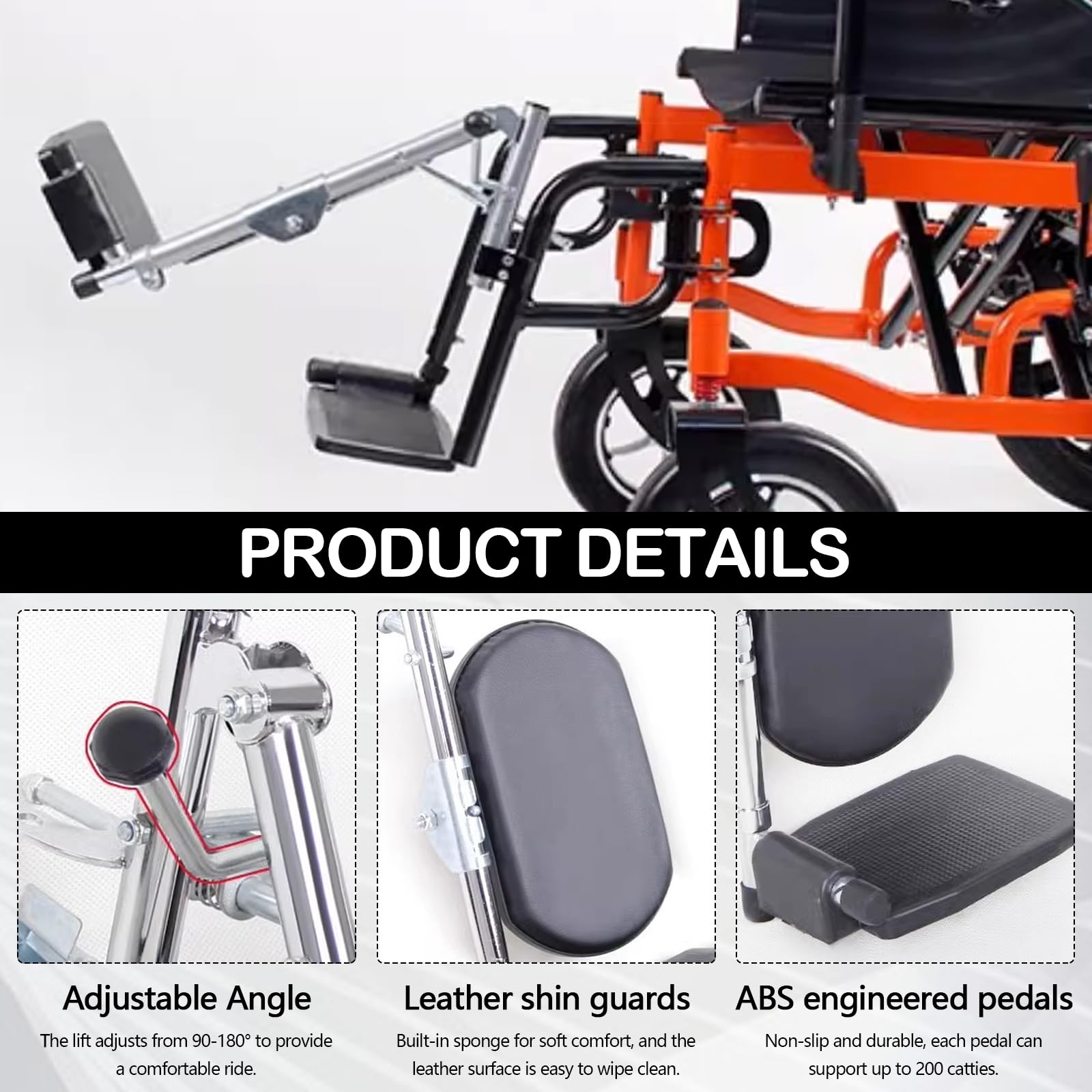 Supporti Per Gambe Sollevabili Per Carrozzine, Sostituzione Universale Della Pedana Per Sedia A Rotelle Angolare Regolabile Da 90° A 180° Portata 100 Kg Per Disabili E Anziani (sinistra)