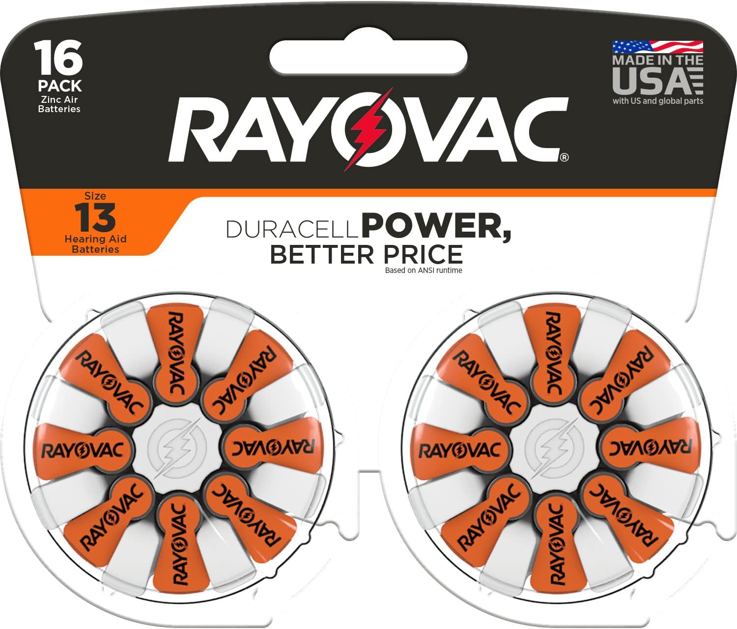Size 13 Hearing Aid Batteries (16 Pack)