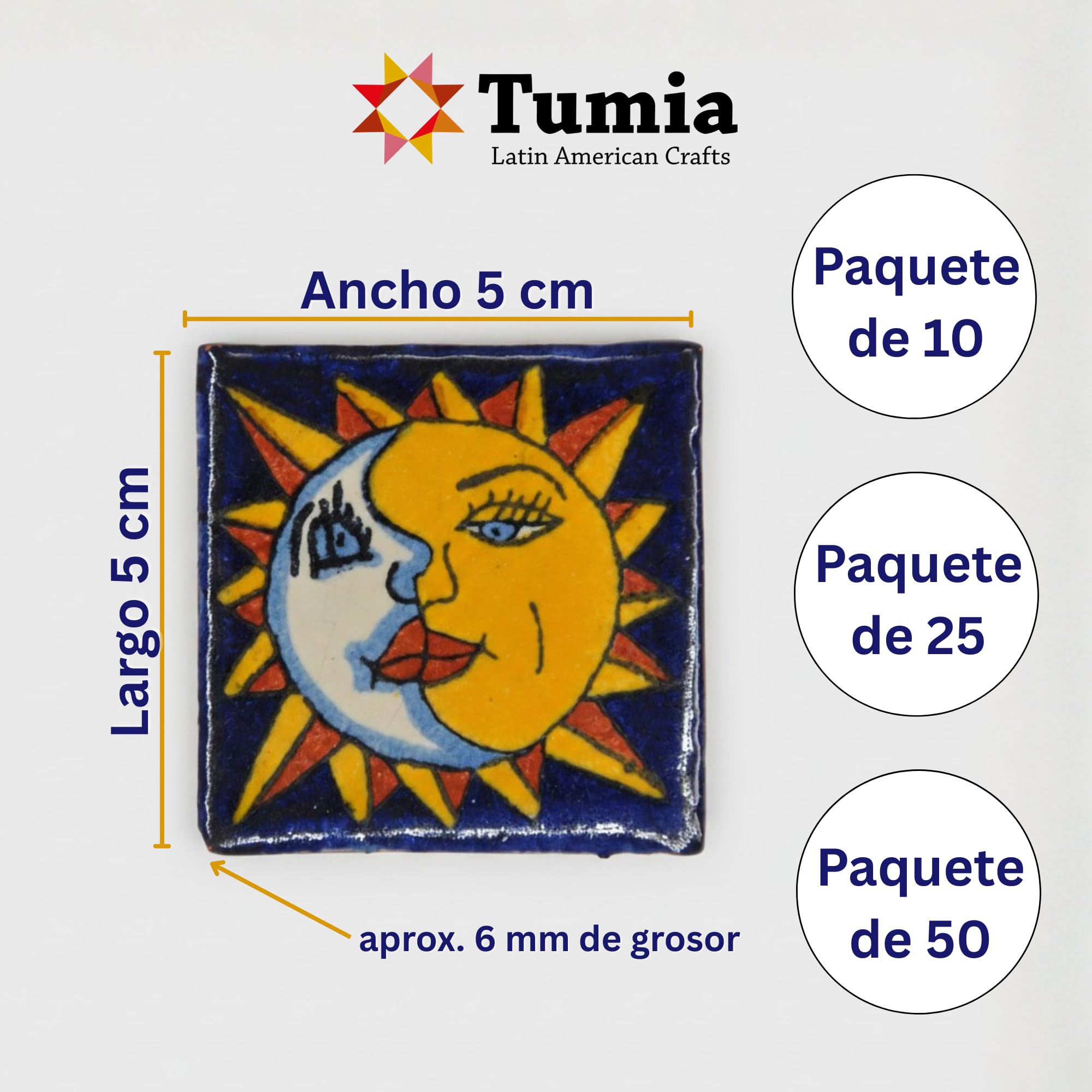 Tumia LAC Azulejos Mexicanos Artesanales de Talavera de 5cm