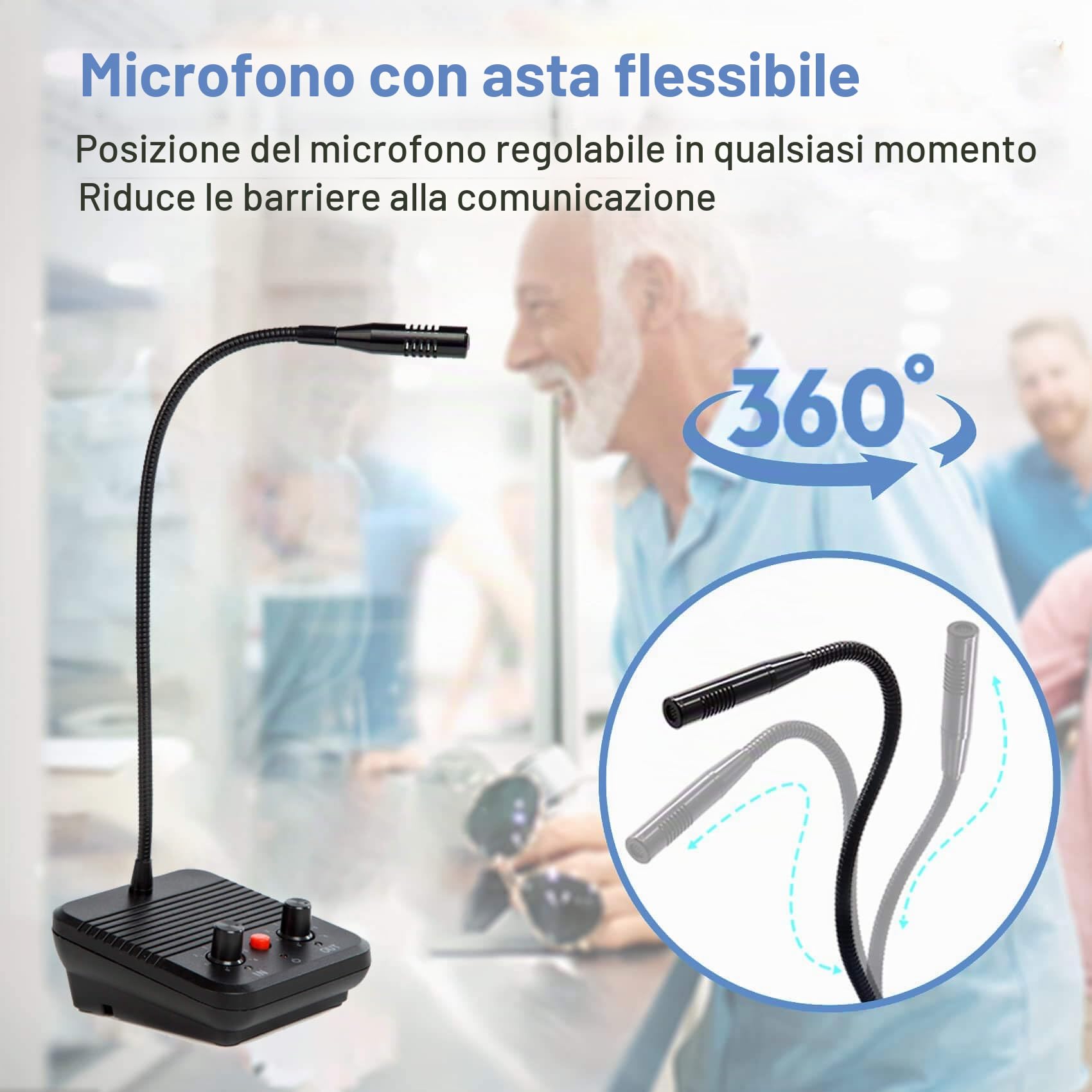 Interfono a finestra Microfono intercomunicazione a due vie e altoparlante Banca Finestra Interfono Microfono per finestra in vetro Anti-interferenze Senza rumore per affari/banca/ufficio/ospedale