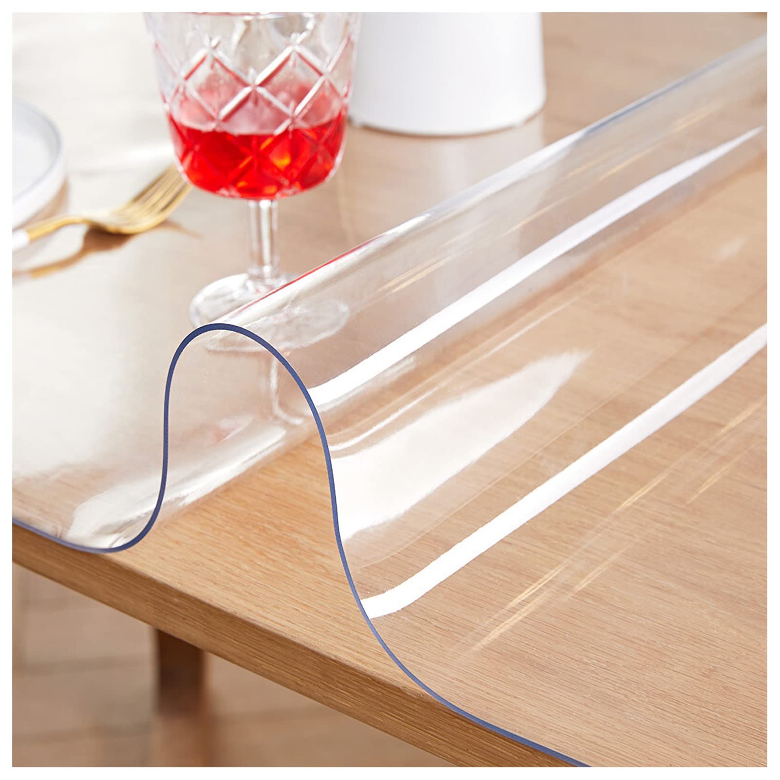 QBYRSSS Transparent Table Cover Protector Heavy Duty Clear PVC Table Cover 1.5mm ThickWaterproof OilProof WipeableSpillProof Table Protector for Kitchen & Dining27.56x47.24in (70x120cm)