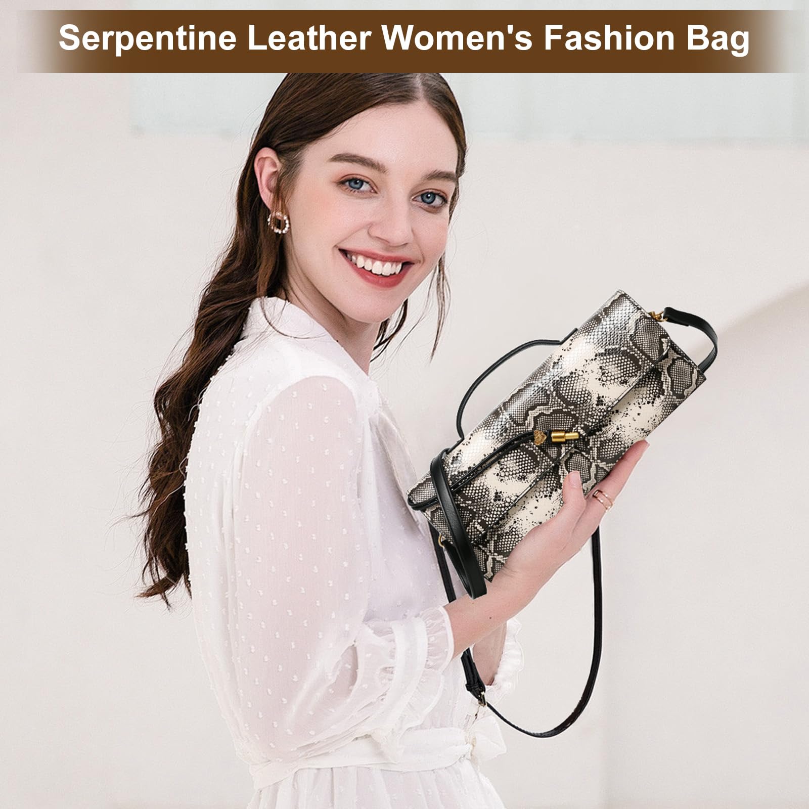Bolso de mano de piel de serpiente, bolso cruzado de noche, bolso de hombro formal para mujer, snake print, Piel de serpiente
