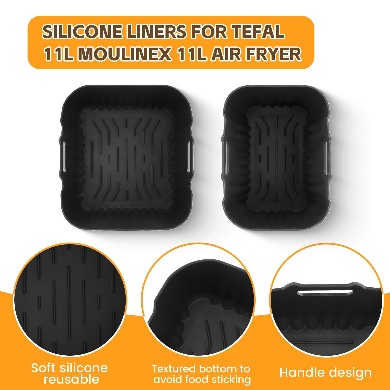 Moule Silicone Air Fryer Friteuse pour Moulinex air fryer deux compartiments, très grande capacité 11L EZ942BF0, Réutilisable Accessoires Plat Panier Silicone pour Tefal Dual Easy Fry XXL EY942BE0
