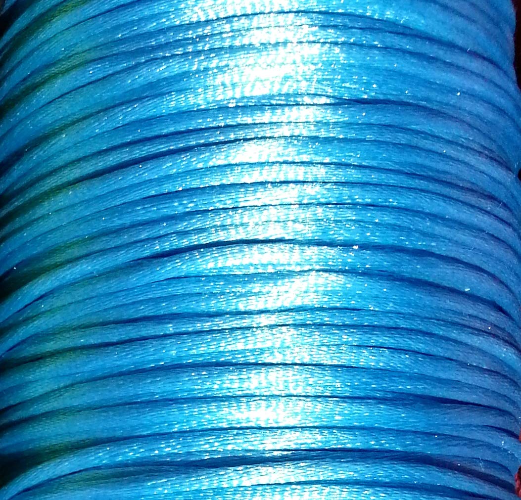 Mart-Mon Lt Blue Satin Cord 2Mm X 5M Rattail Knotting Thread Durable For Crafts Bracelet Jewellery Making (Lt Blue)