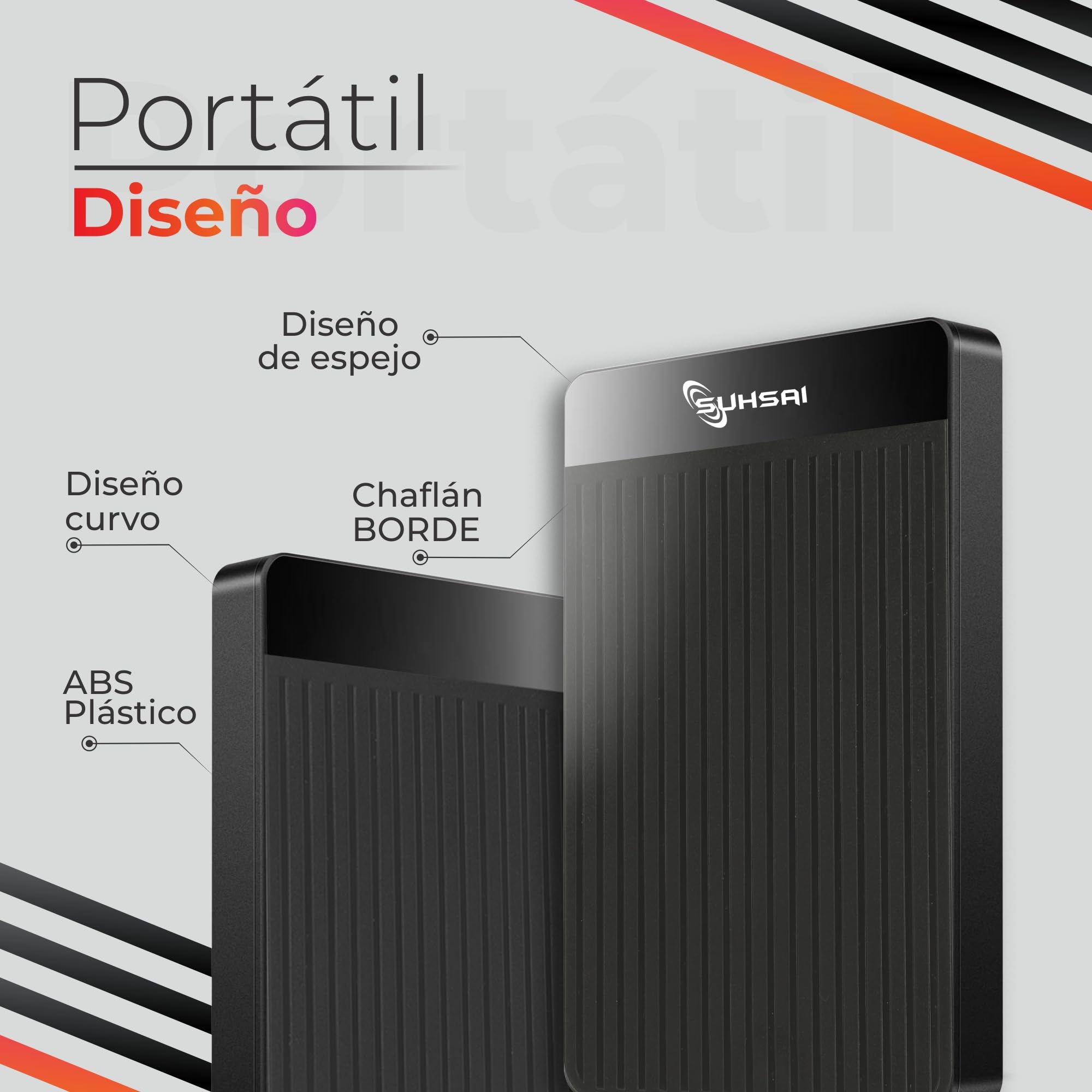 SUHSAI Disco Duro Externo portátil de 2,5 Pulgadas para Copia de Seguridad/Almacenamiento, Disco Duro HDD Delgado de 500 GB Compatible con MacBook, PC, portátil, Escritorio, Chromebook (Negro)