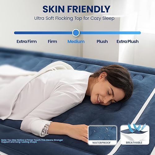 Miniatura 2 de KINGJERRY Colchón de aire Queen con bomba incorporada, 4 asas portátiles, comodidad elevada de 18 pulgadas, a prueba de fugas, diseño anticolapso,