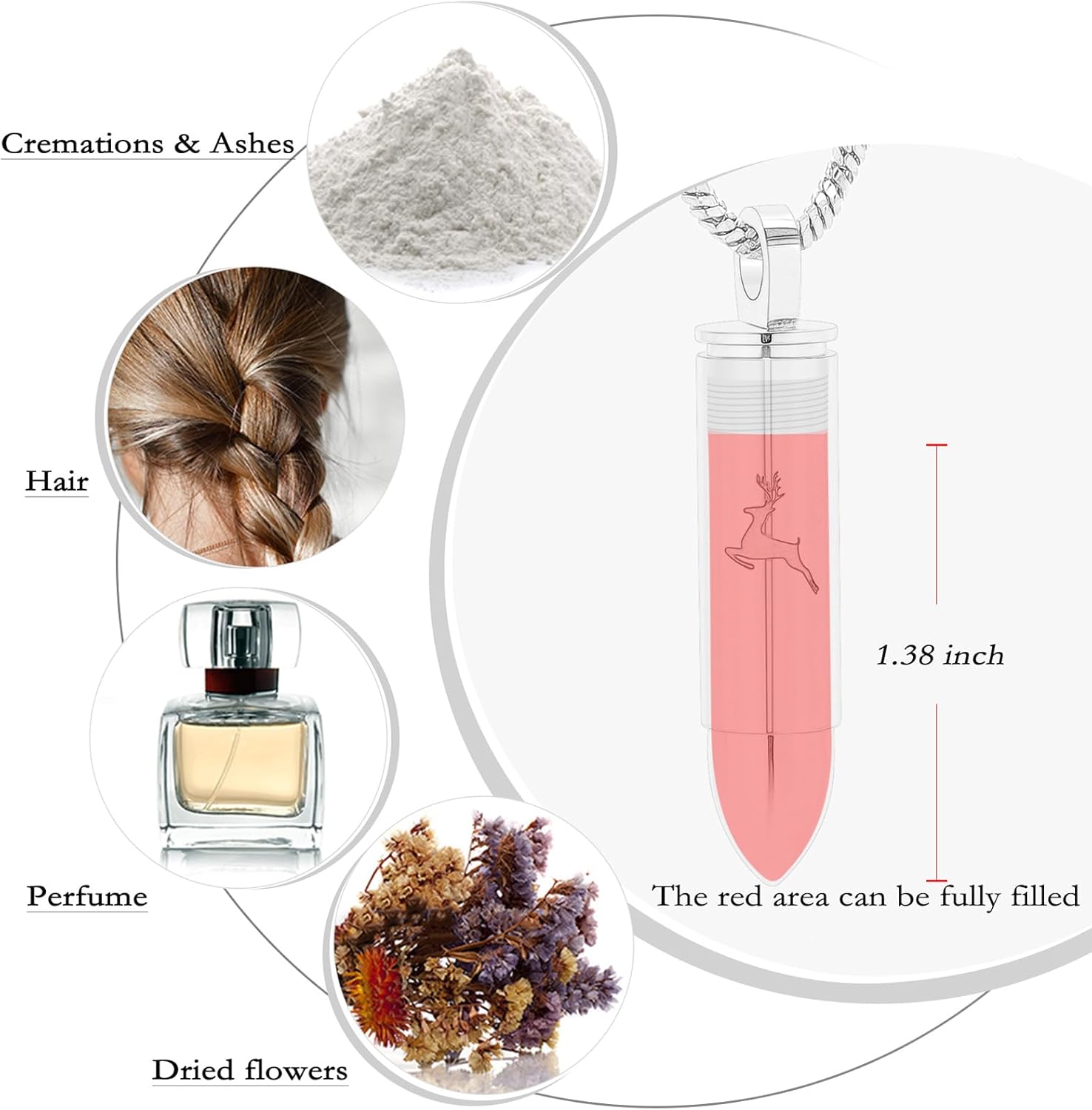 Yinplsmemory 3 Pack Black Cremation Jewelry for Ashes Silver Urn Necklace for Ashes Deer Bullet Memorial Urns Ashes Keepsake Necklace - Image 3