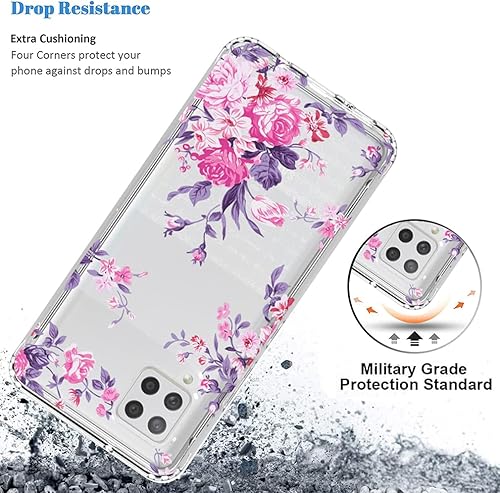 Miniatura 7 de Funda para Galaxy A42 5G, Samsung A42 5G para niñas, bonita funda floral de TPU transparente a prueba de golpes, funda protectora para Samsung