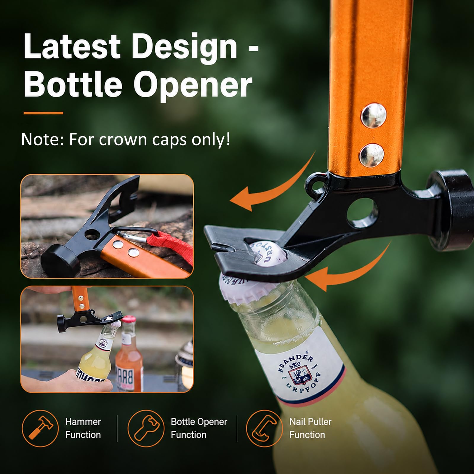 RIY Camping Hammer - 3-in-1 Utility Tool -5
