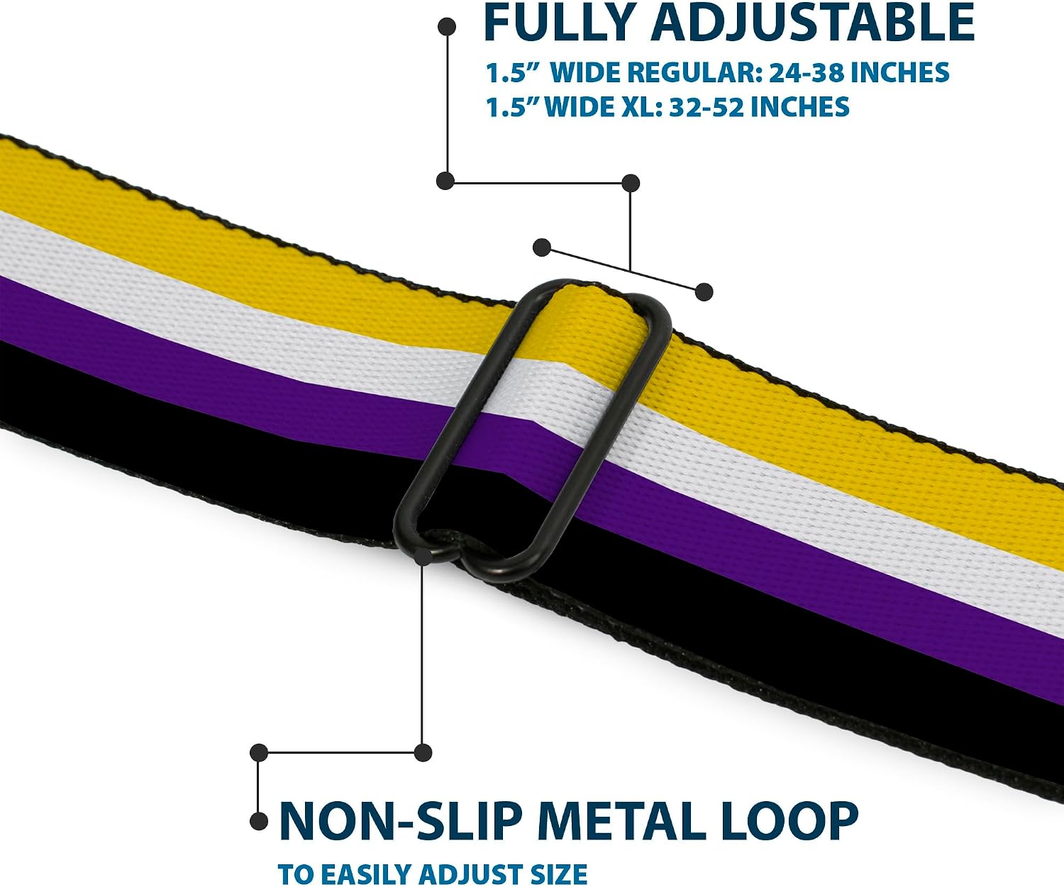 Buckle-Down Belt, Seatbelt Buckle Belt, Flag Non Binary Stripe, Adjustable