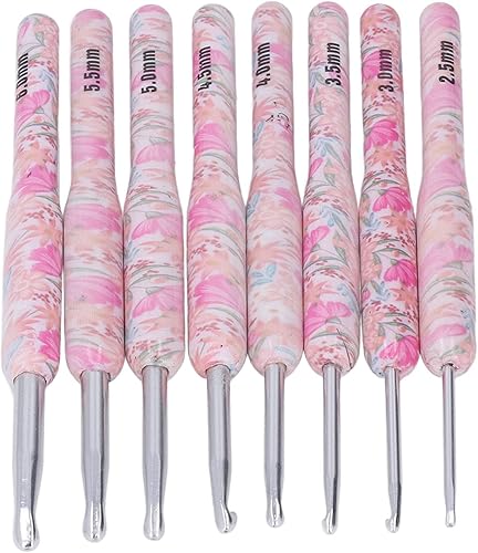 Miniatura 6 de Fdit Juego de ganchos de ganchillo, gancho de ganchillo colorido de aluminio de impresión para bordar para coser para tejedores (flor aplastada)