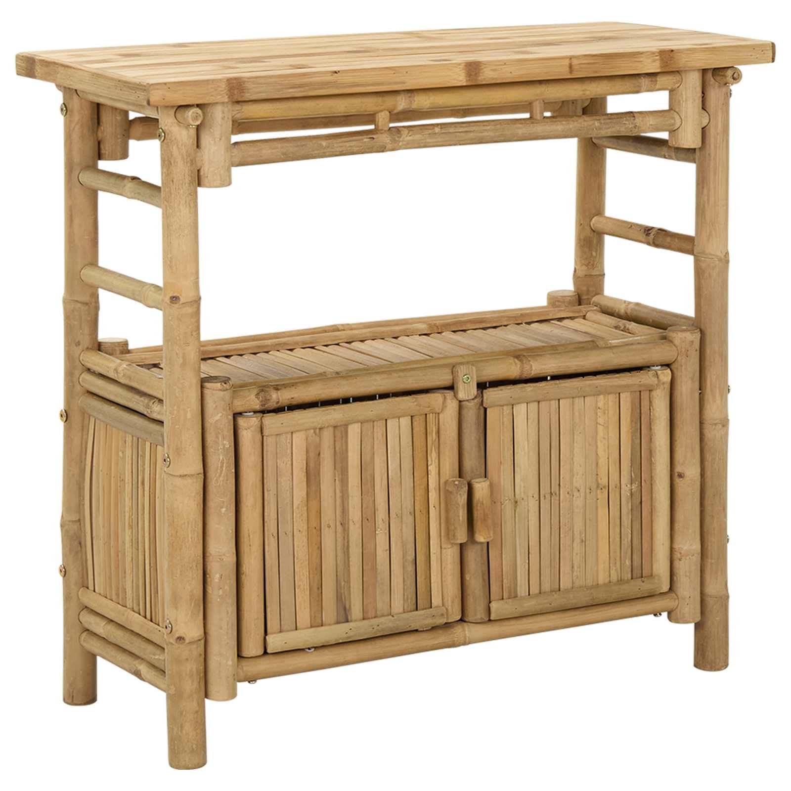 vidaXL Tavolo consolle con lo scaffale Naturale 80 x 35 x 75 cm Bambù