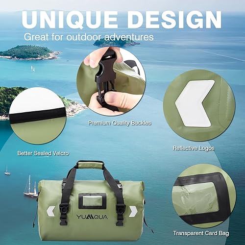 Miniatura 7 de YUMQUA Waterproof Duffel Bag, Motorcycle Duffle Bag, Heavy Duty Roll Top Large Dry Bags Waterproof with Durable Straps & Handle for Travel Outdoor