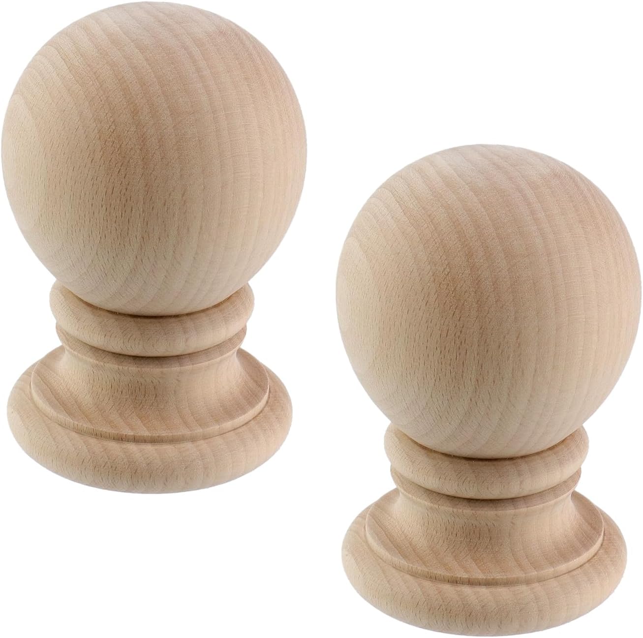 Antrader Wood Finials, 5.9 x 2.6 Inches White Bed Post Finials, 2 Pcs Decorative Wooden Finials for Bed Posts, Curtain Rods, Indoor or Outdoor Fence and Deck