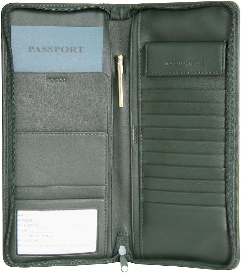 Amazon.com: Royce Leather Expanded Travel Document Case,Green,One Size ...